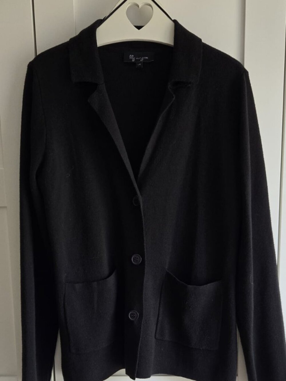 Lily Morgan Black Cotton Blend Knit Blazer Cardigan Size L PTP20 - Picture 3 of 9